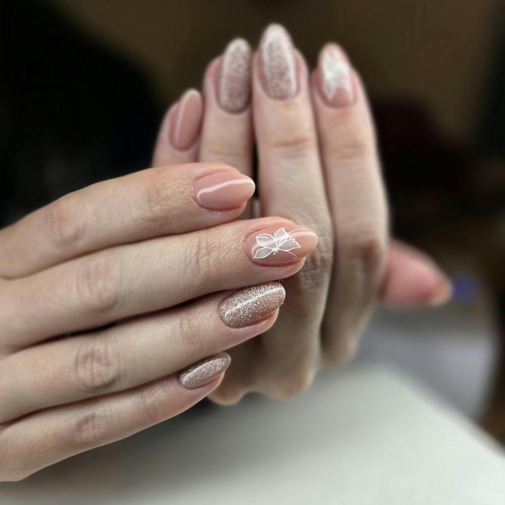 Detailed custom nail art and professional gel polish design at Solve Sana Bali