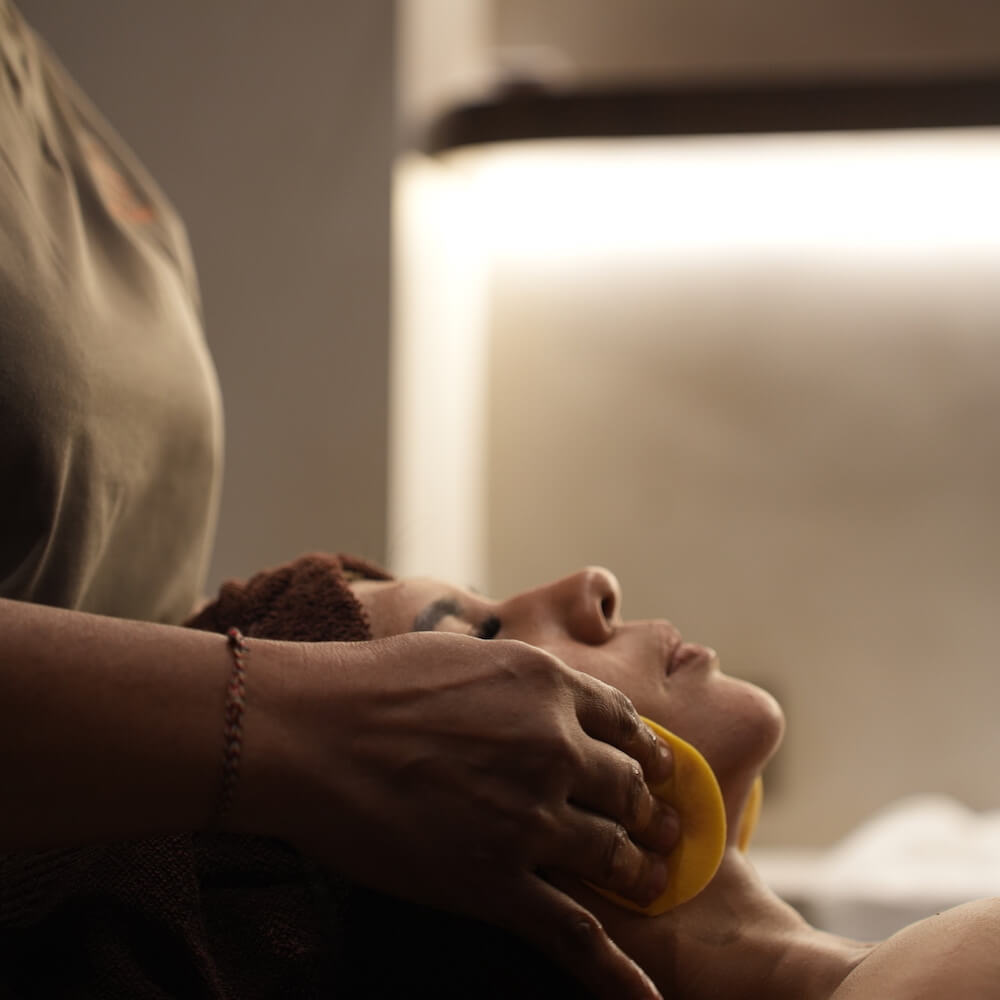 Gentle massage for sun stressed skin during an After Sun Cooling Facial Bali